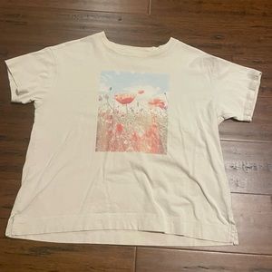 Cream Floral Quality Tee | Small